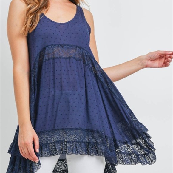 Navy Detailed boho tunic top - Picture 7 of 13